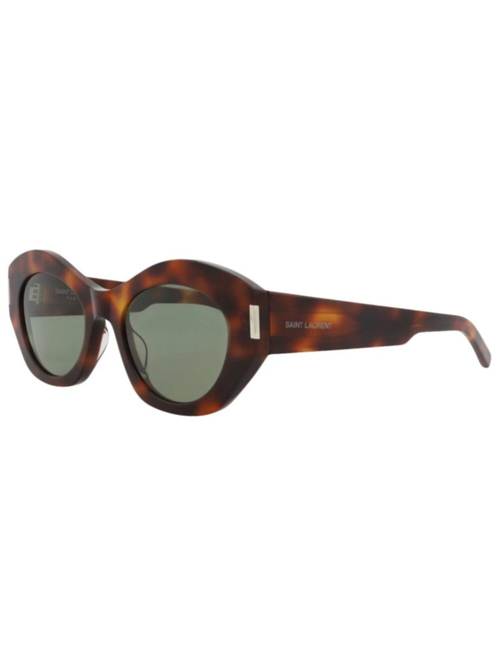 New Saint Laurent Women's Sunglasses Cat Eye Recycled Acetate Frame Havana Green